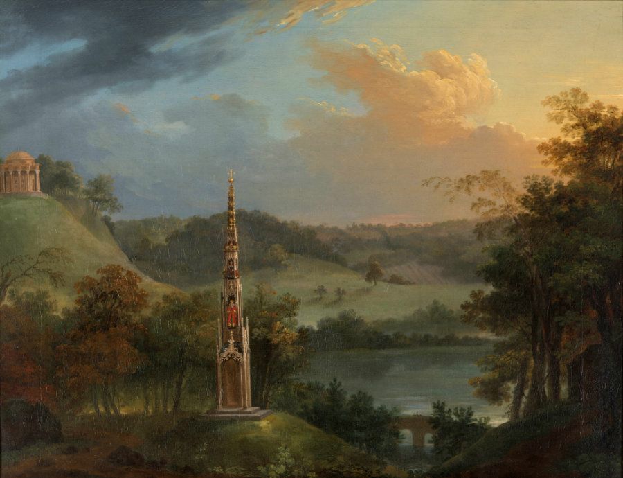 Park at Stourhead with Bristol High Cross etc, after 1763