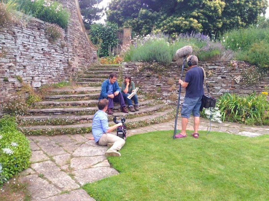 Claire Greenslade filming with Monty Don at Hestercombe