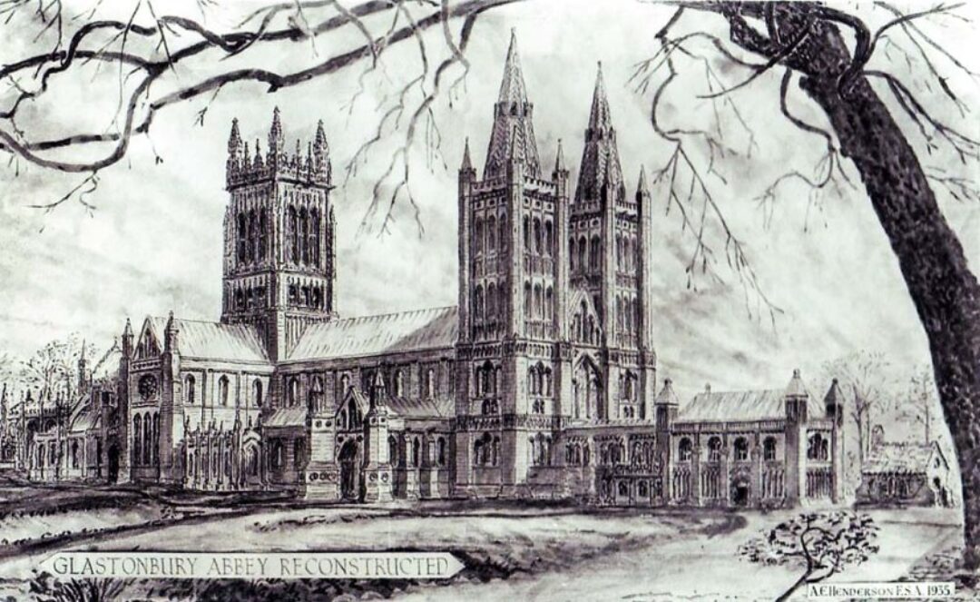 Fig 2 Glastonbury Abbey before the fire of 1184 Reconstruction