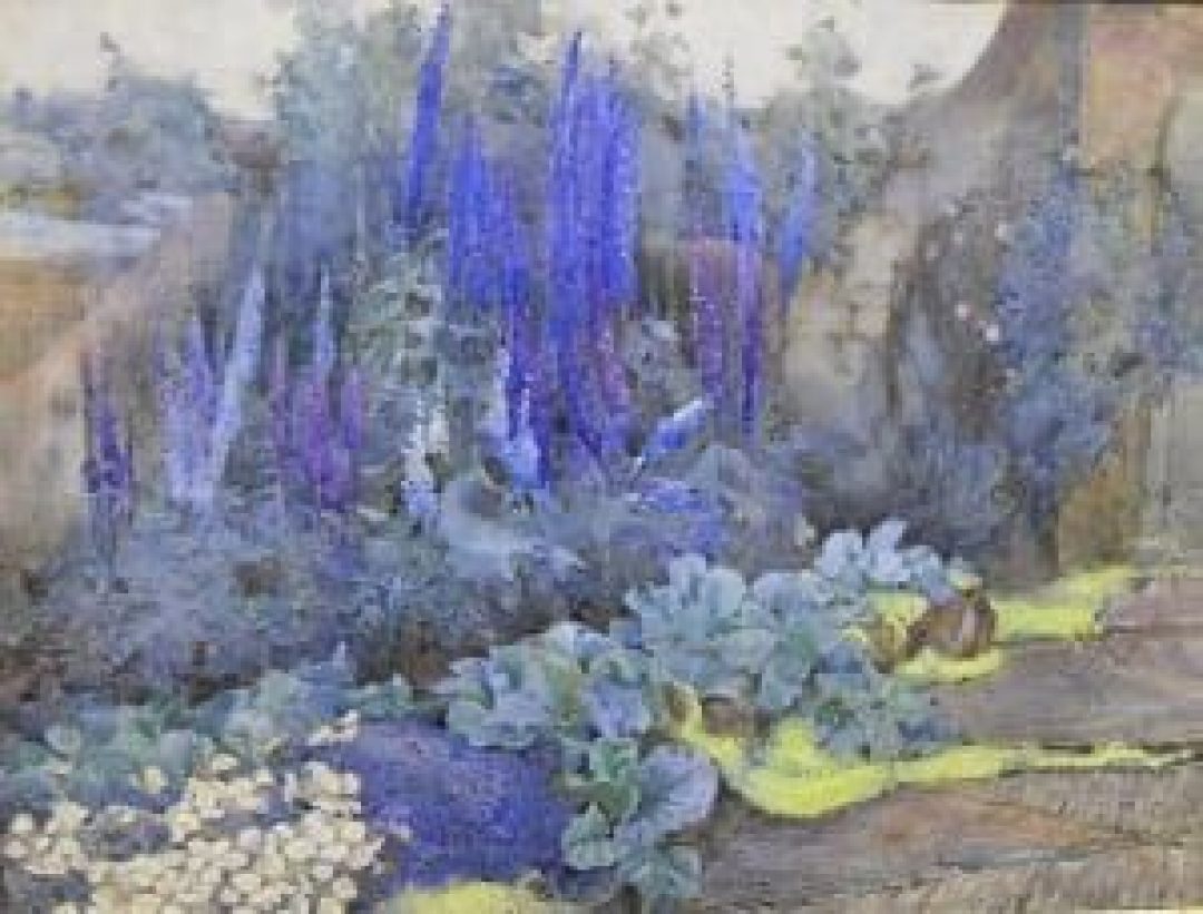 HENRY GEORGE MOON 1857 1905 In the flower border at Munstead