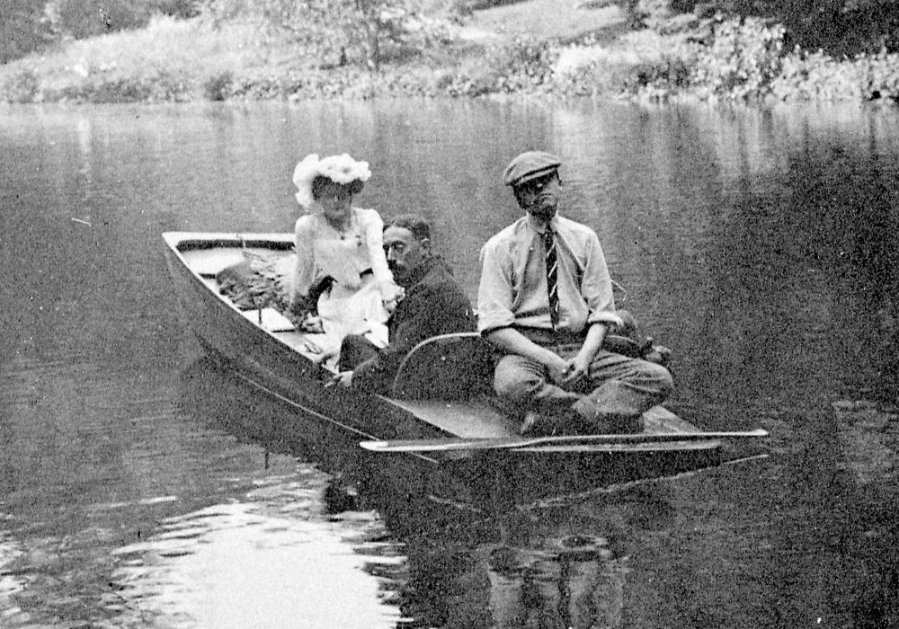 Fig. 10: Punting on the Pear Pond 1904 -- Mrs. Portman, William Duppa Miller (centre) & the Hon. Thomas Eustace Vesey.