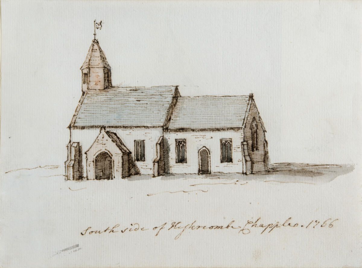 Fig. 8 - The 'Chapple at Hestercombe' 1766, watercolour by C. W. Bampfylde showing the south elevation