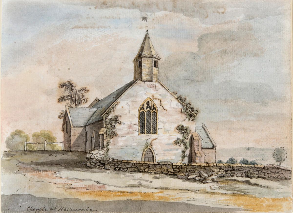 Fig. 9 - The 'Chapple at Hestercombe' 1766, watercolour by C. W. Bampfylde showing the west elevation