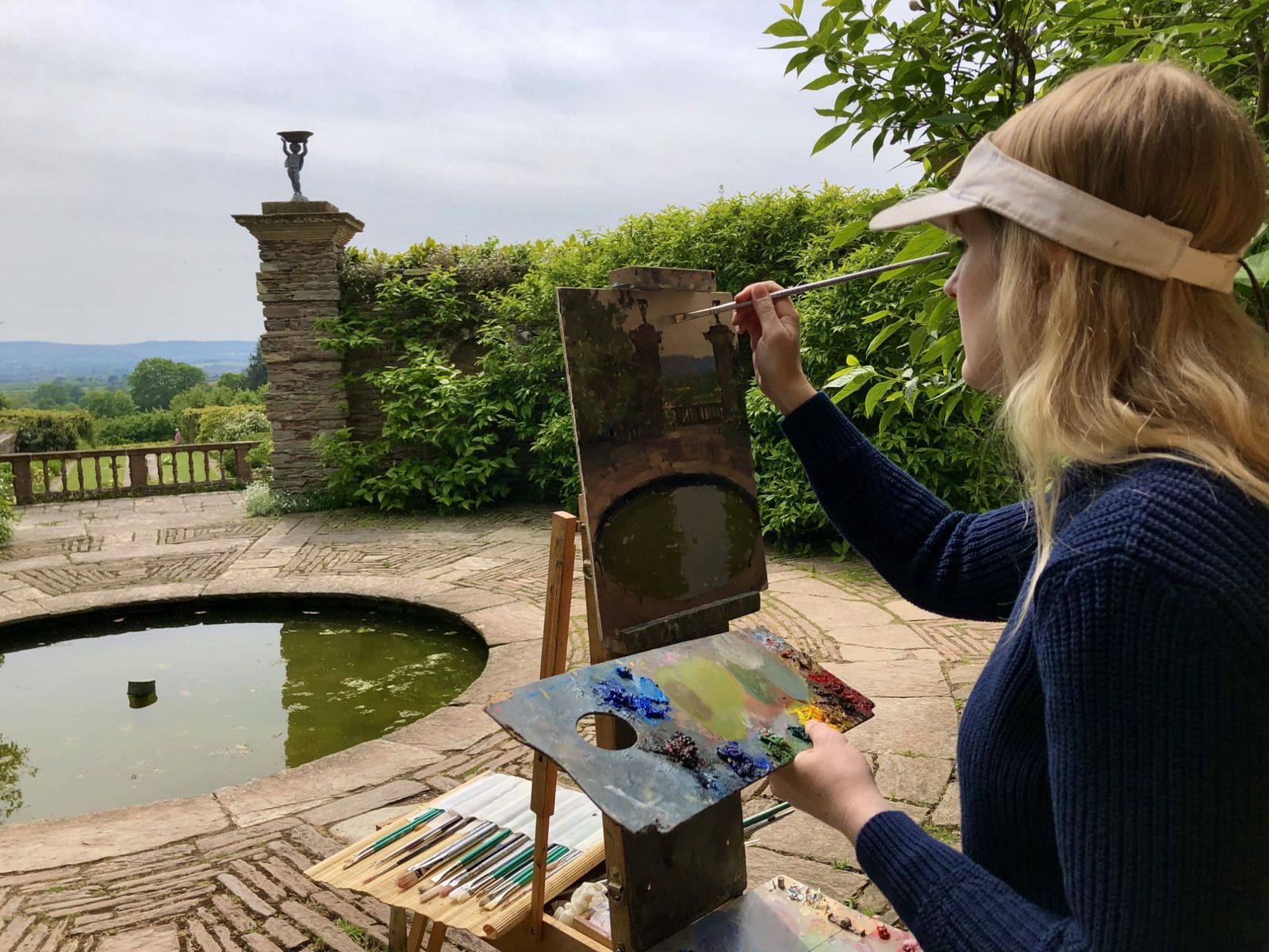 Artist Maria Rose at work in the gardens at Hestercombe