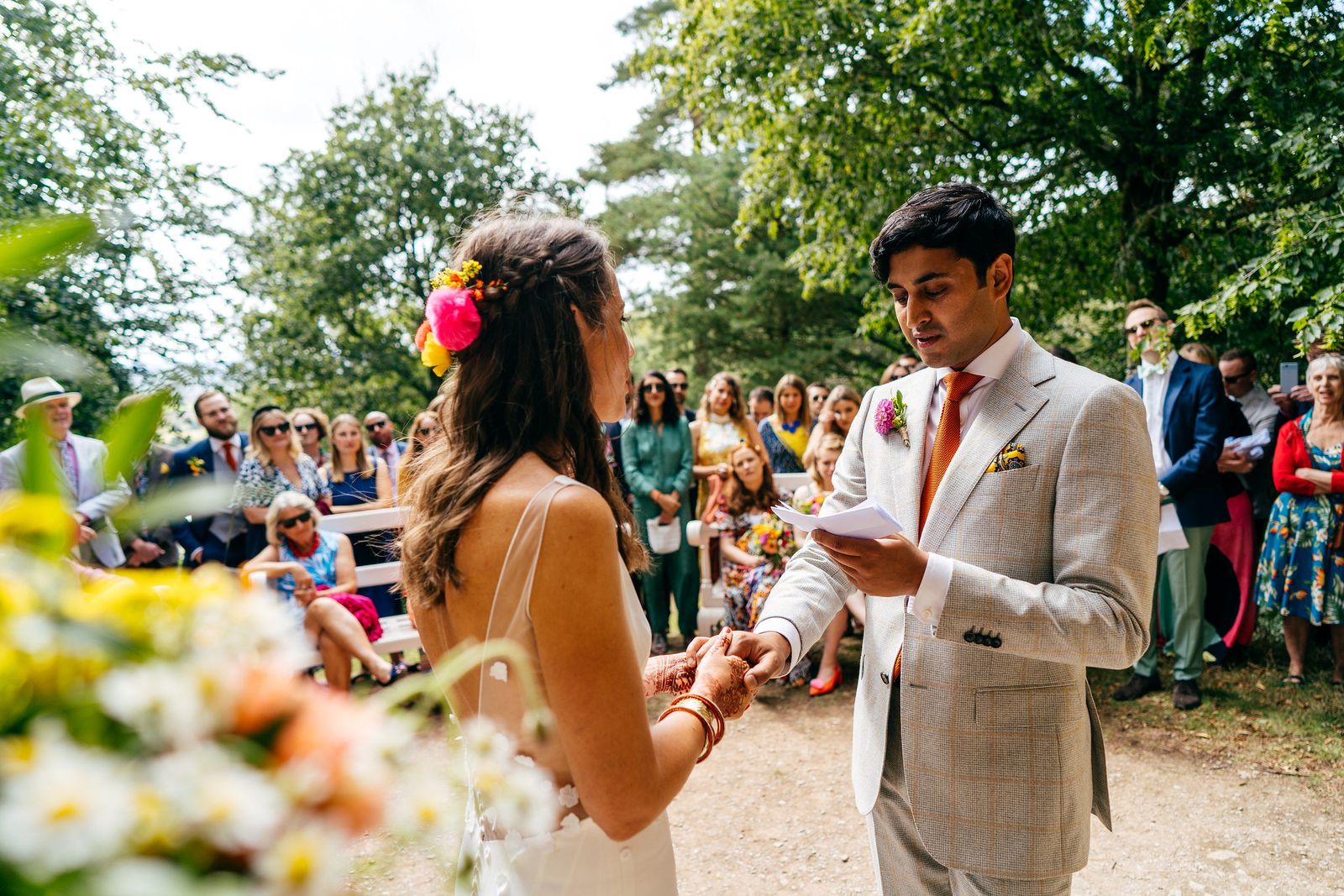 Jump behind the scenes of this balloon-filled, brightly coloured country house wedding in Somerset, complete with a dream outdoor ceremony in the temple.