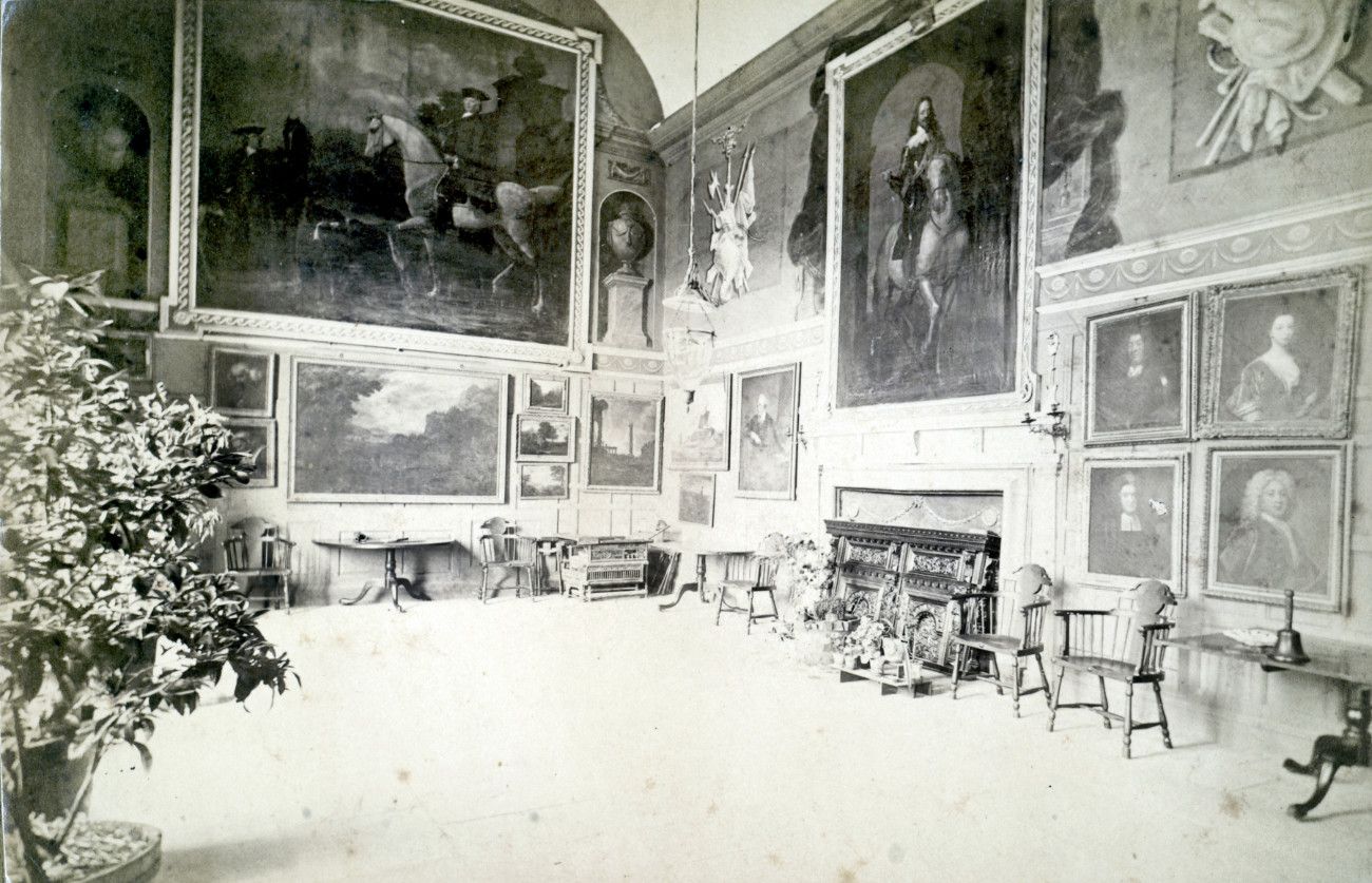 The magnificent Bampfylde/Phelps painting hanging in Hestercombe's Great Hall in 1872