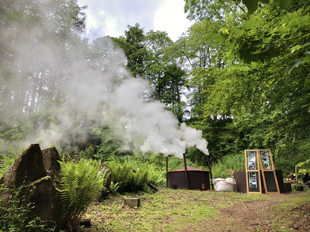A traditional charcoal burn at Hestercombe