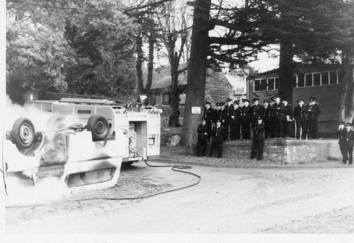 Fig. 14 Fire Brigade Exercise w. Portman Garage background c.1954_somerset fire brigade-hestercombe