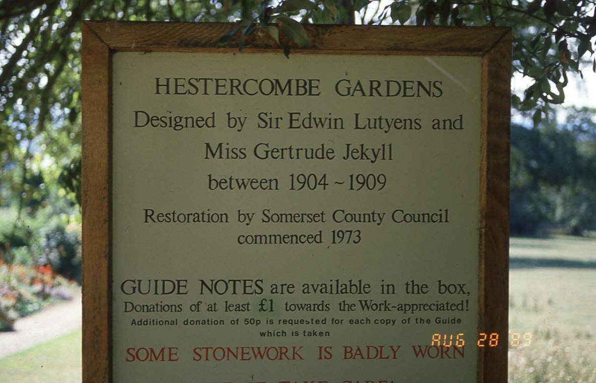 Fig. 19 Sign by Formal Garden entrance 1989_somerset fire brigade-hestercombe