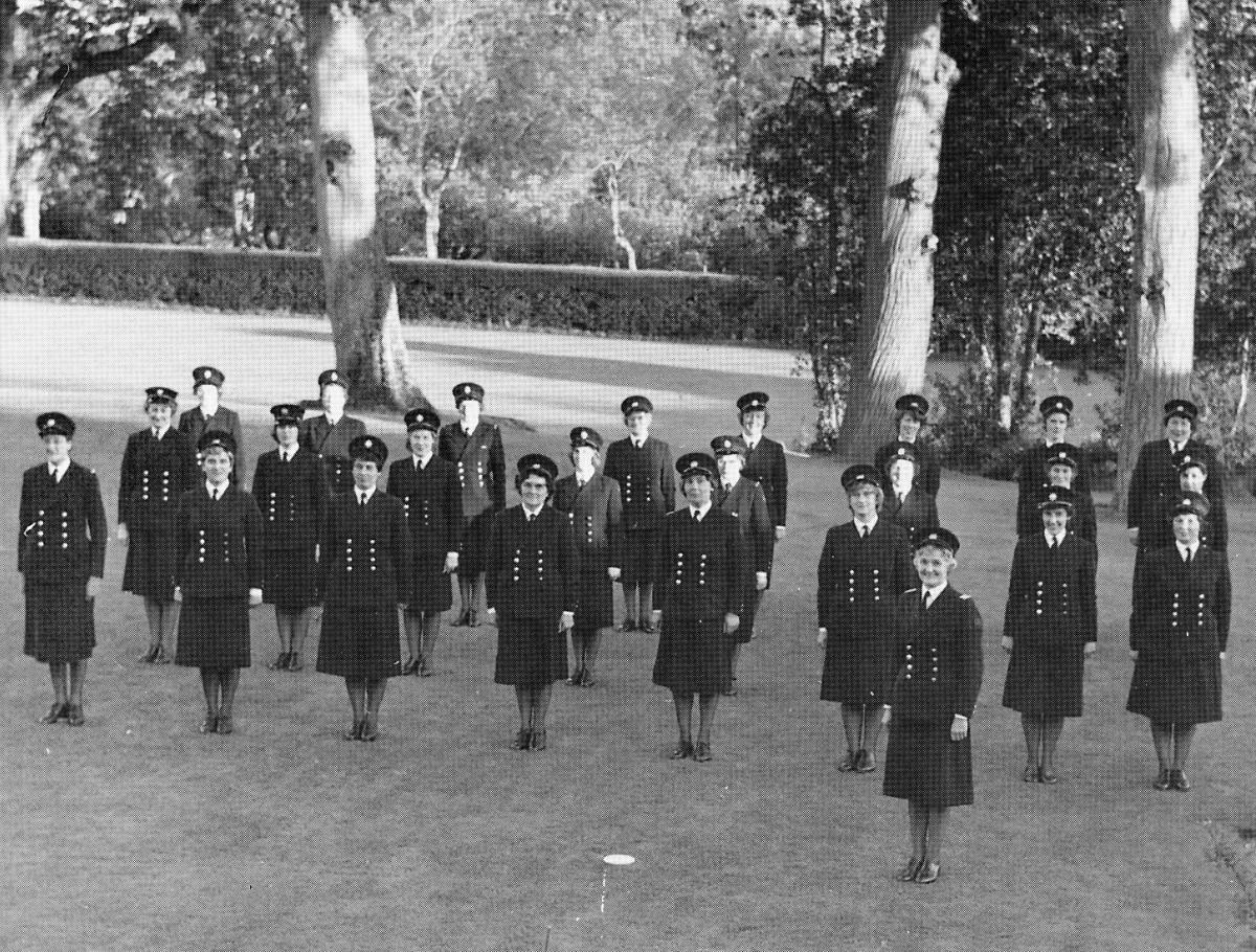 Fig. 21 A.F.S. Firewomen on parade 1960s_somerset fire brigade-hestercombe